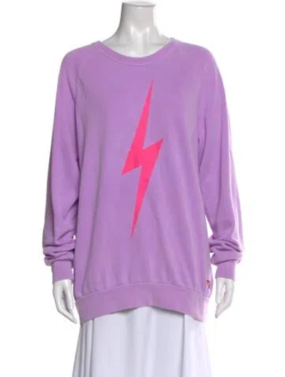 Pre-owned Aviator Nation Graphic Print Crew Neck Sweatshirt In Purple