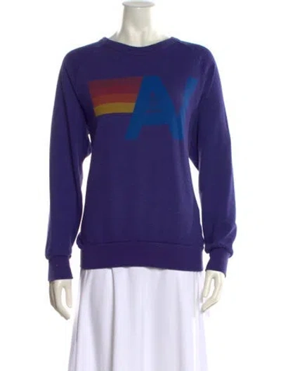 Pre-owned Aviator Nation Graphic Print Crew Neck Sweatshirt In Purple