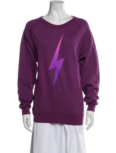 Pre-owned Aviator Nation Graphic Print Crew Neck Sweatshirt In Purple
