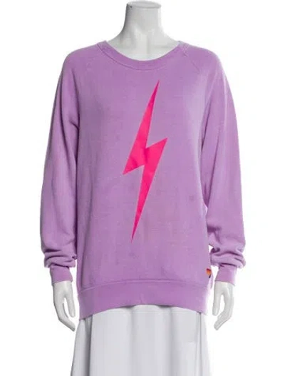 Pre-owned Aviator Nation Graphic Print Crew Neck Sweatshirt In Purple