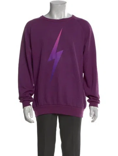 Pre-owned Aviator Nation Graphic Print Crew Neck Sweatshirt In Purple