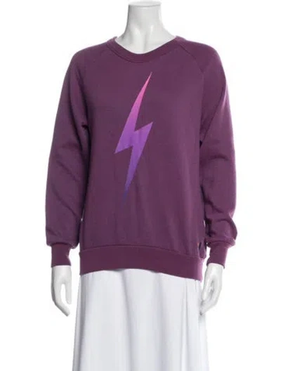 Pre-owned Aviator Nation Graphic Print Crew Neck Sweatshirt In Purple
