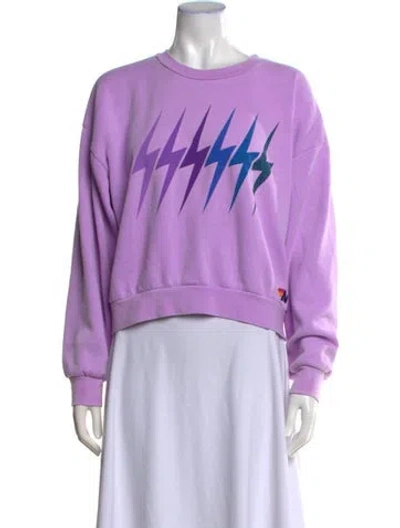 Pre-owned Aviator Nation Graphic Print Crew Neck Sweatshirt In Purple