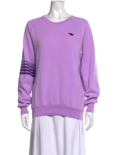 Pre-owned Aviator Nation Graphic Print Crew Neck Sweatshirt In Purple