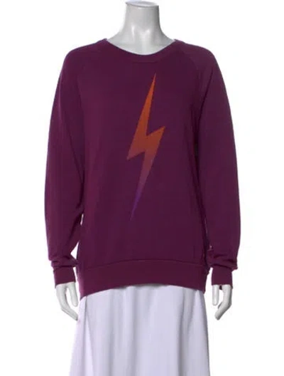 Pre-owned Aviator Nation Graphic Print Crew Neck Sweatshirt In Purple