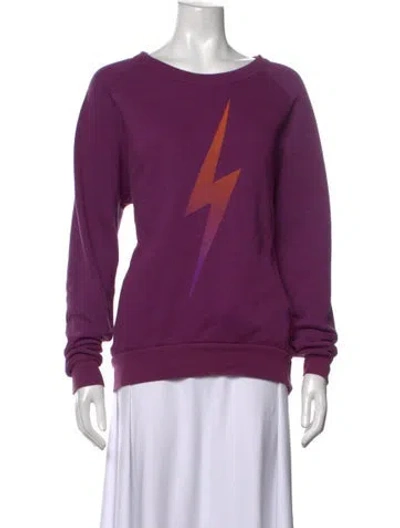 Pre-owned Aviator Nation Graphic Print Crew Neck Sweatshirt In Purple