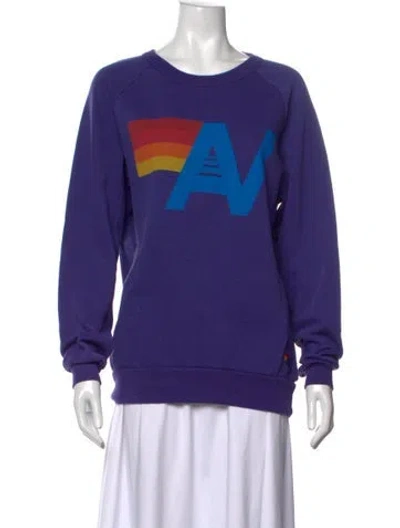 Pre-owned Aviator Nation Graphic Print Crew Neck Sweatshirt In Purple