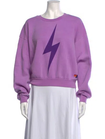 Pre-owned Aviator Nation Graphic Print Crew Neck Sweatshirt In Purple
