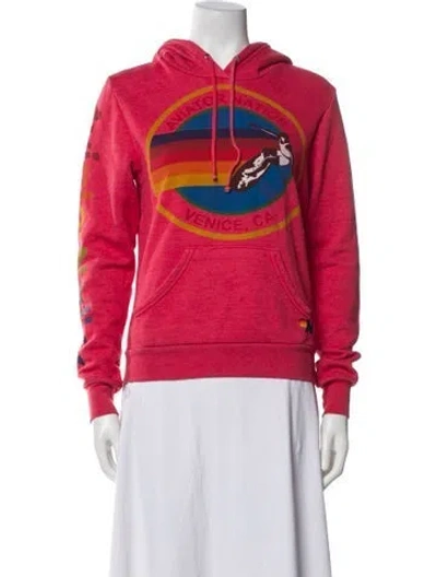 Pre-owned Aviator Nation Graphic Print Crew Neck Sweatshirt In Red