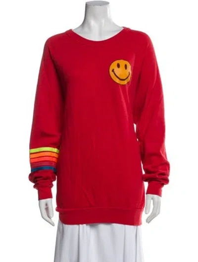 Pre-owned Aviator Nation Graphic Print Crew Neck Sweatshirt In Red