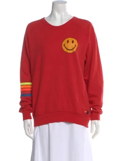 Pre-owned Aviator Nation Graphic Print Crew Neck Sweatshirt In Red