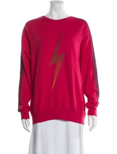 Pre-owned Aviator Nation Graphic Print Crew Neck Sweatshirt In Red