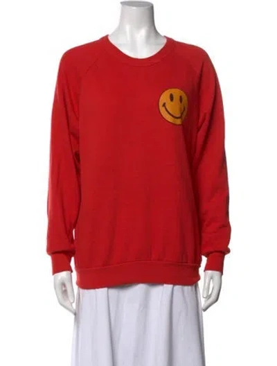 Pre-owned Aviator Nation Graphic Print Crew Neck Sweatshirt In Red