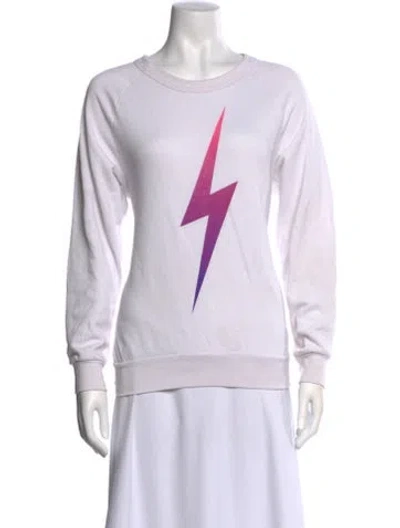 Pre-owned Aviator Nation Graphic Print Crew Neck Sweatshirt In White