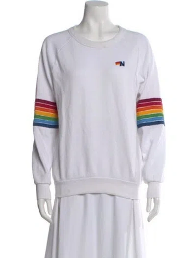 Pre-owned Aviator Nation Graphic Print Crew Neck Sweatshirt In White