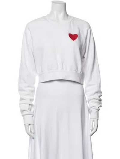 Pre-owned Aviator Nation Graphic Print Crew Neck Sweatshirt In White