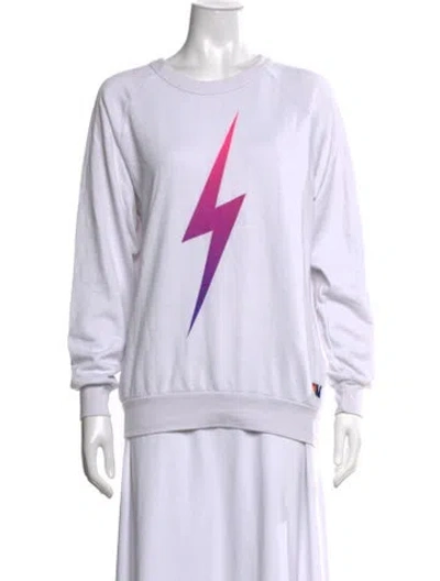 Pre-owned Aviator Nation Graphic Print Crew Neck Sweatshirt In White