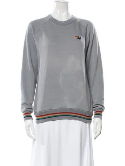Pre-owned Aviator Nation Graphic Print Crew Neck Sweatshirt In White