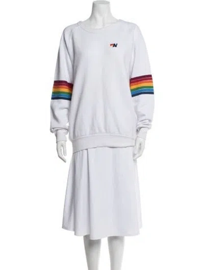 Pre-owned Aviator Nation Graphic Print Crew Neck Sweatshirt In White