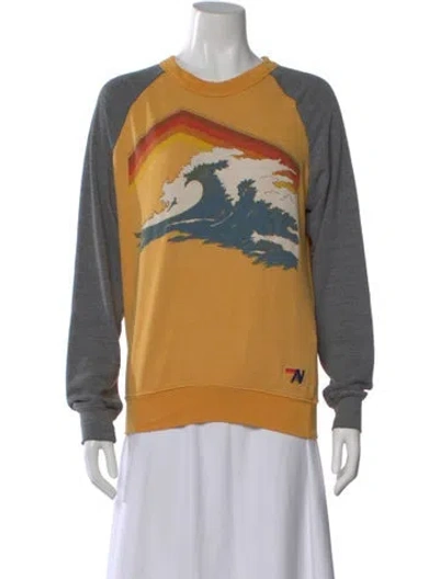 Pre-owned Aviator Nation Graphic Print Crew Neck Sweatshirt In Yellow