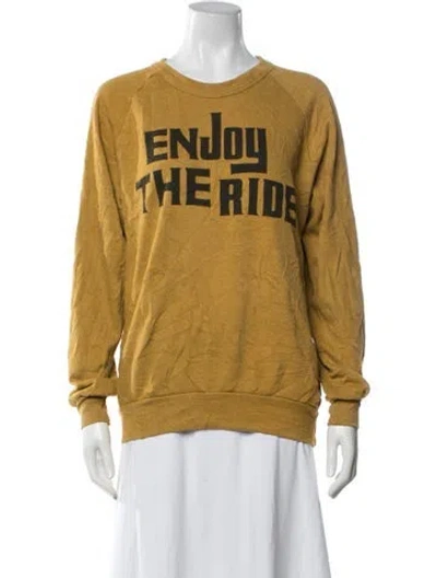 Pre-owned Aviator Nation Graphic Print Crew Neck Sweatshirt In Yellow