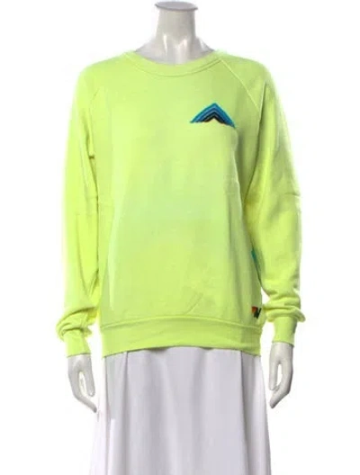 Pre-owned Aviator Nation Graphic Print Crew Neck Sweatshirt In Yellow
