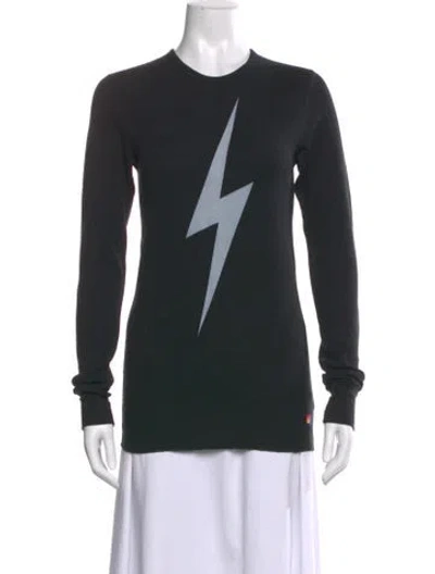 Pre-owned Aviator Nation Graphic Print Crew Neck Top In Black