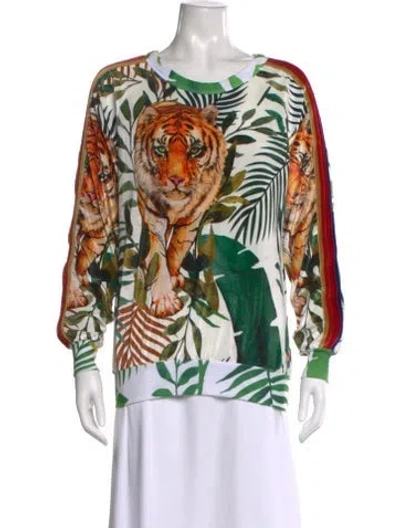 Pre-owned Aviator Nation Graphic Print Crew Neck Top In Green