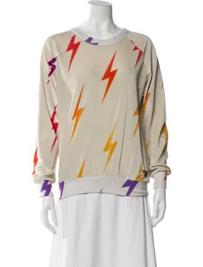 Pre-owned Aviator Nation Graphic Print Crew Neck Top In Neutral