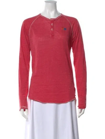 Pre-owned Aviator Nation Graphic Print Crew Neck Top In Pink