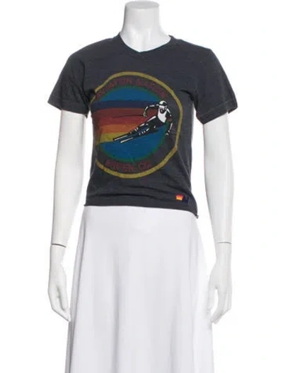 Pre-owned Aviator Nation Graphic Print Crew Neck T-shirt In Black
