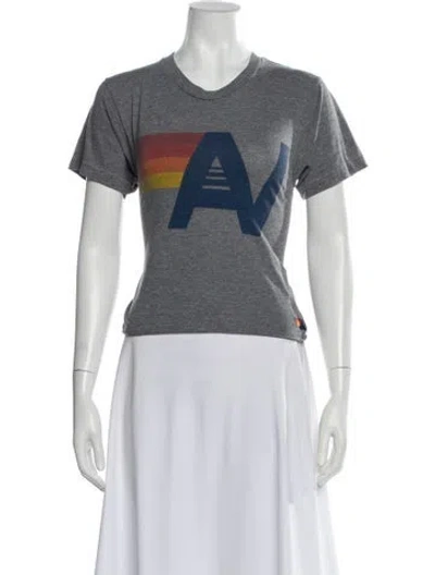 Pre-owned Aviator Nation Graphic Print Crew Neck T-shirt In Blue
