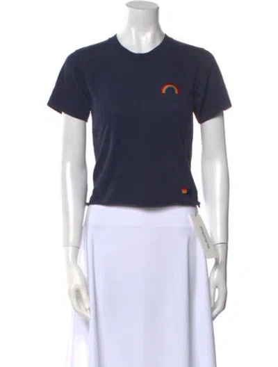 Pre-owned Aviator Nation Graphic Print Crew Neck T-shirt In Blue