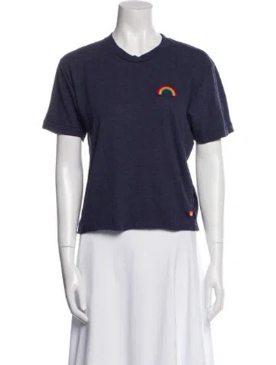 Pre-owned Aviator Nation Graphic Print Crew Neck T-shirt In Blue