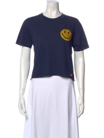 Pre-owned Aviator Nation Graphic Print Crew Neck T-shirt In Blue