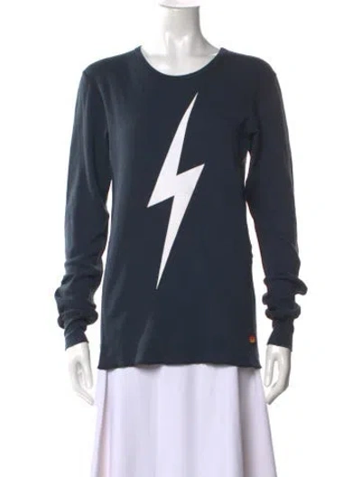 Pre-owned Aviator Nation Graphic Print Crew Neck T-shirt In Blue