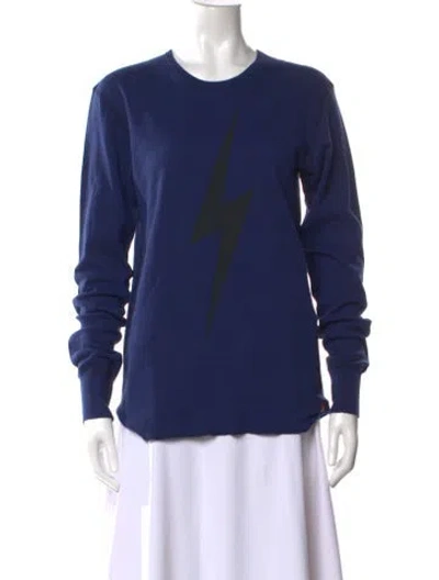 Pre-owned Aviator Nation Graphic Print Crew Neck T-shirt In Blue