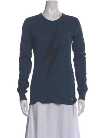 Pre-owned Aviator Nation Graphic Print Crew Neck T-shirt In Blue