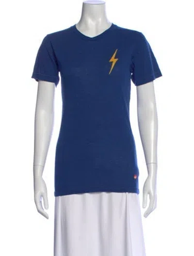 Pre-owned Aviator Nation Graphic Print Crew Neck T-shirt In Blue