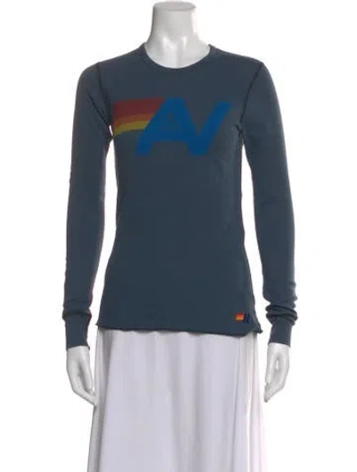 Pre-owned Aviator Nation Graphic Print Crew Neck T-shirt In Blue