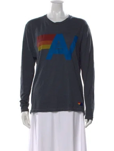 Pre-owned Aviator Nation Graphic Print Crew Neck T-shirt In Blue