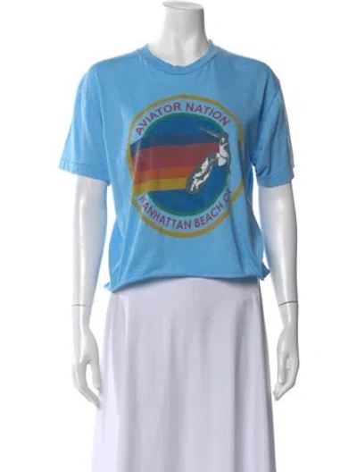 Pre-owned Aviator Nation Graphic Print Crew Neck T-shirt In Blue