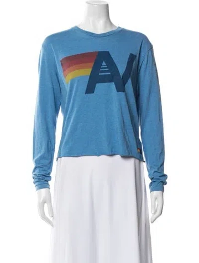 Pre-owned Aviator Nation Graphic Print Crew Neck T-shirt In Blue
