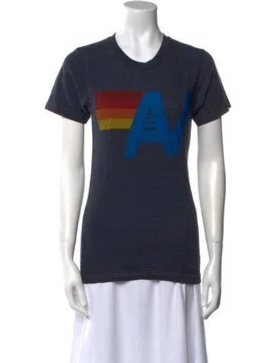 Pre-owned Aviator Nation Graphic Print Crew Neck T-shirt In Blue