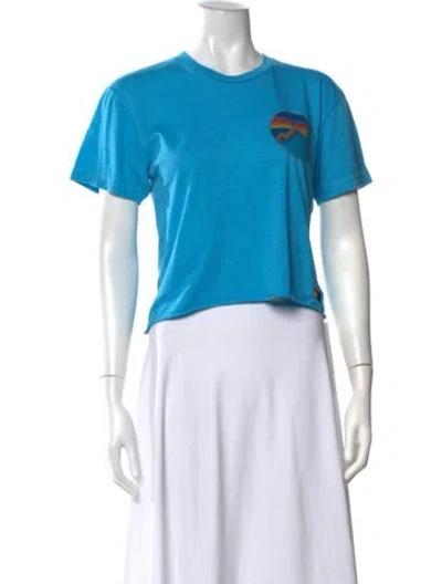 Pre-owned Aviator Nation Graphic Print Crew Neck T-shirt In Blue