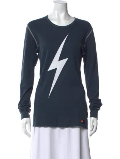 Pre-owned Aviator Nation Graphic Print Crew Neck T-shirt In Blue