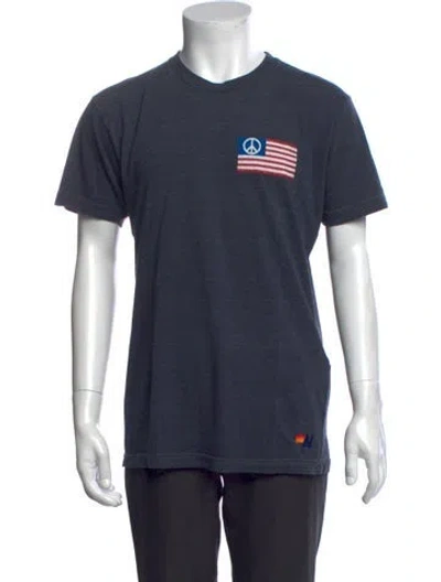 Pre-owned Aviator Nation Graphic Print Crew Neck T-shirt In Blue