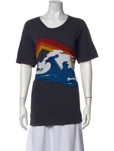Pre-owned Aviator Nation Graphic Print Crew Neck T-shirt In Blue