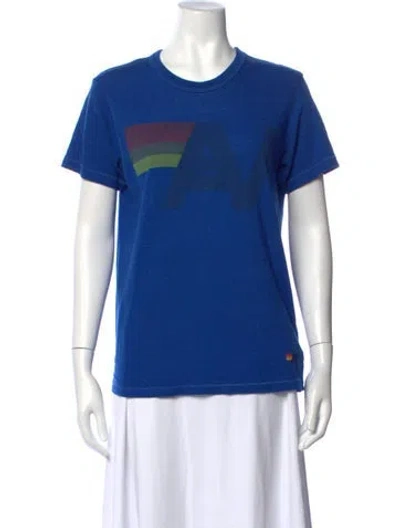 Pre-owned Aviator Nation Graphic Print Crew Neck T-shirt In Blue