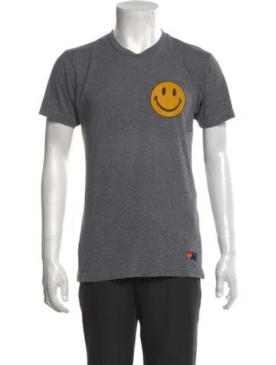 Pre-owned Aviator Nation Graphic Print Crew Neck T-shirt In Blue/grey